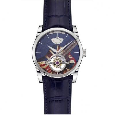 JB Parmigiani Real Tourbillon PFS251-2007000 Blue Surface Kinetic Energy Display Belt Manual Mechanical Male Watch - Clicca l'immagine per chiudere