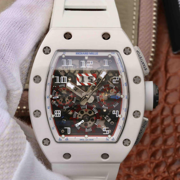 KV Factory Richard Mille RM-011 orologio meccanico di alta qualità da uomo in ceramica bianca in edizione limitata. - Clicca l'immagine per chiudere