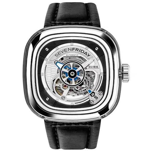 Seven Fridays SEVENFRIDAY-S1/01 leather watch men's watch automatic mechanical movement dense bottom - Clicca l'immagine per chiudere