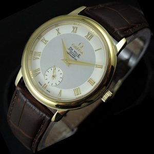 オメガコンステレーションシリーズダイヤモンド18Kゴールド自動メカニカルメンズ腕時計(ホワイトフェイス)