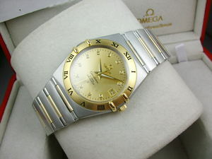 オメガオメガコンステレーションシリーズ 18K 金自動機械メンズ腕時計 (ゴールドフェイス)