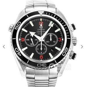 オメガシーマスターシリーズ自動機械式クロノグラフ7750ムーブメントセラミックリングステンレス鋼ストラップメンズ腕時計。