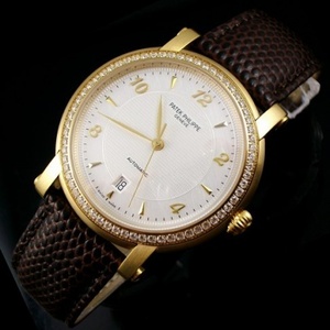 スイスのパテックフィリップベルトは、オリジナルの自動機械ベルトメンズ腕時計18Kゴールドウォッチスイスムーブメントを見ます