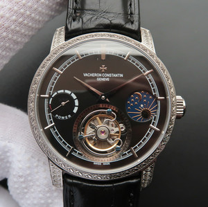 ヴァシュロンコンスタンタンスタイル：手巻き機械式8290真のトゥールビヨンムーブメント機械式メンズ腕時計。
