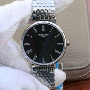 JF Longines Elegant Garland Series Zwitsers quartz uurwerk heren / dames ultradun horloge zwarte plaat