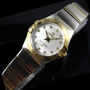Zwitserse Omega OMEGA Constellation Quartz Double Eagle 18K Gold Ultra-thin Dames Watch White Face Diamond Scale Ladies Watch