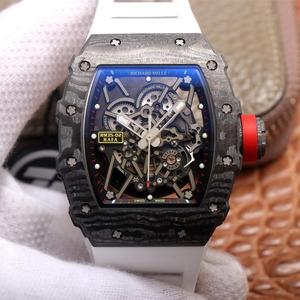 ZF Richard Mille RM035 mannen mechanische horloge, koolstofvezel, witte tape
