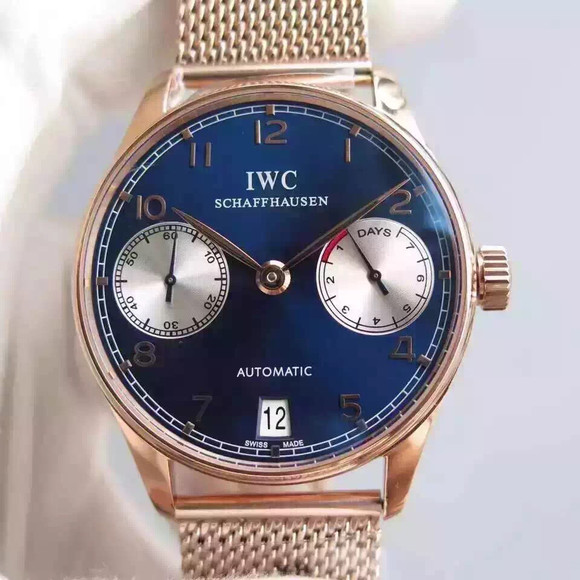 IWC Portuguese Seven Limited Edition Portuguese 7th Chain V4 Edition Mechanical Men's Watch Blue Surface - Klik op de afbeelding om het venster te sluiten
