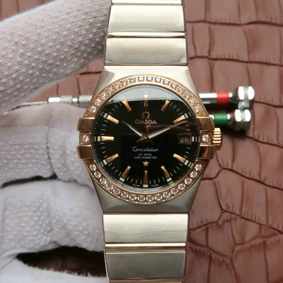 Omega Constellation Series 123.20.35 Mechanical Men's Watch Black Diamond Edition - Klik op de afbeelding om het venster te sluiten