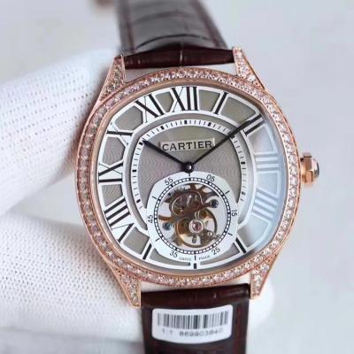 TF produceerde Cartier Cartier Drive de serie tourbillon diamanten riem horloge handmatige opwinding uurwerk herenhorloge - Klik op de afbeelding om het venster te sluiten