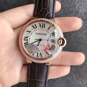 v6 fabrikk v7 versjon av Cartier blå ballong serie rose gull diamant 42mm menns mekaniske klokke.