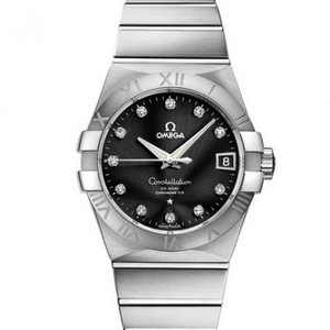 VS Omega Constellation 123.10.38.21.51.001 svart urskive diamant menns mekaniske klokke.