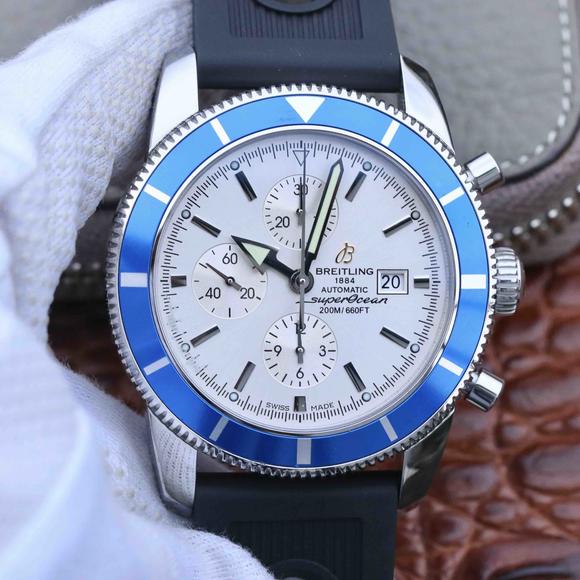 OM Factory Breitling Super Ocean Series Men's Mechanical Chronograph Watch White Tape - Trykk på bildet for å lukke