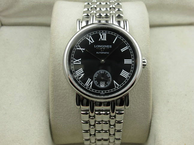 Longines magnificent men's watch black face stainless steel calendar ETA mechanical men's watch - Trykk på bildet for å lukke