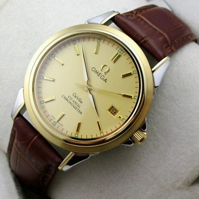 Omega OMEGA Butterfly Series Men's Watch 18K Gold Leather Belt Automatic Mechanical Men's Watch Swiss Movement - Trykk på bildet for å lukke