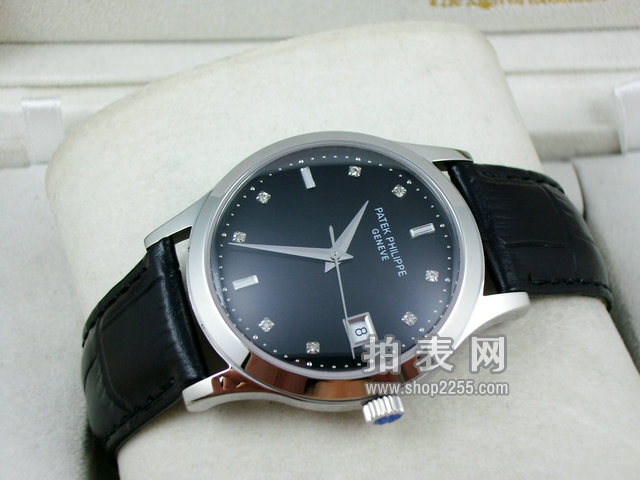 Patek Philippe Men's Watch Black Leather Strap Full Automatic Mechanical Through Bottom Business Men's Watch - Trykk på bildet for å lukke