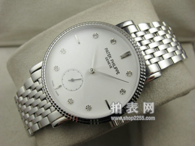 Patek Philippe Swiss Movement Diamond Scale Small Second Automatic Mechanical Men's Watch (White Face) - Trykk på bildet for å lukke