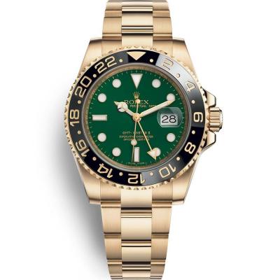 EW Rolex Greenwich Type II Series 116718-LN-78208 Green Disk Watch Full Gold GMT - Trykk på bildet for å lukke