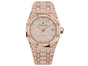 TZ Audemars Piguet Royal Oak 15452 relógio de diamante estrelado masculino novo estilo, relógio masculino mecânico automático, platina banhada