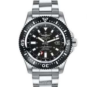 TF Breitling Super Ocean Series Y17393101B1A1 Edição Especial Steel Band Black Plate Mechanical Men's Watch.