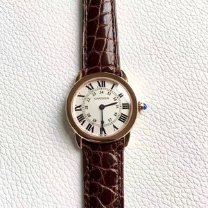 Réplica da fábrica K11 Cartier London SOLO série relógio de quartzo rosa dourado com couro de crocodilo