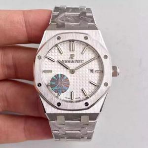 A versão JF do cinto de aço com mostrador branco feminino Audemars Piguet pode ser combinada com o modelo 15400 masculino para tornar os casais realmente bonitos.