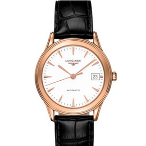 TW Longines Army Flag série L4.774.8.22.2 rosa ouro faixa mecânica relógio branco.