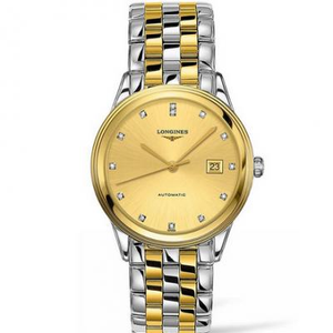 YC Longines Military Flag Series L4.874.3.37.7 Gold Relógio de ouro com faixa de aço mecânica automática masculina.