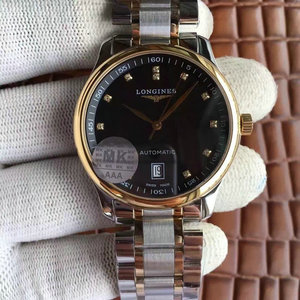 Modelo genuíno re-gravura Longines Master L2.628.5.57.7 relógio mecânico de calendário duplo