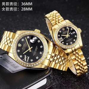 Novo par casal da série Rolex Datejust Watch Black Diamond Edition Mechanical Watch (Preço unitário)
