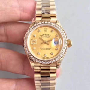 [Alta Qualidade] Rolex Lady Datejust 28mm Relógio Mecânico Dourado