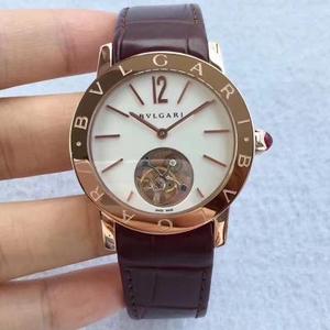 TF novo espelho côncavo Bulgari, tourbillon de 37mm de diâmetro feminino, equipado com tourbillon retrô manual, couro de jacaré importado da América