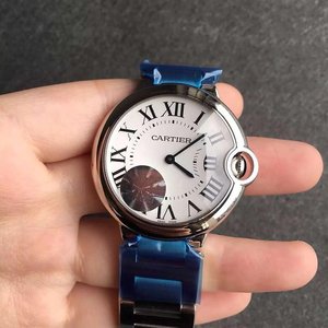 v6 Balão Azul Cartier Gravado Lady Pink Face Relógio Mecânico 33mm