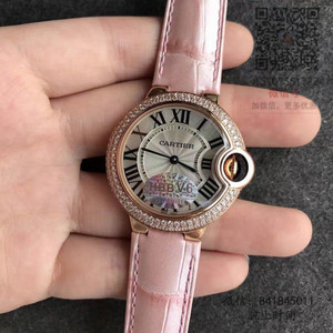 v6 Cartier Balão Azul Quartzo Feminino Relógio Rosa Ouro Diamante Cinto Rosa