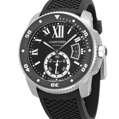 Cartier Calibre Série W7100056 Relógio de Banda de Silicone Banda Mecânica Relógio Masculino  Clique na imagem para fechar