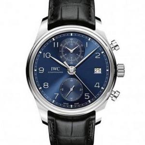 IWC Portugal Series IW390303 Многофункциональные часы с хронографом и синим циферблатом.