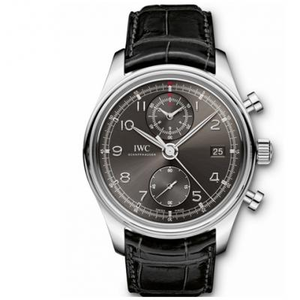 IWC Португальский серии IW390404 многофункциональные часы с серым циферблатом с хронографом.
