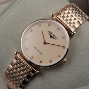 Швейцарские автоматические механические мужские часы Longines Garland Series из розового золота 18 карат с циферблатом и циферблатом