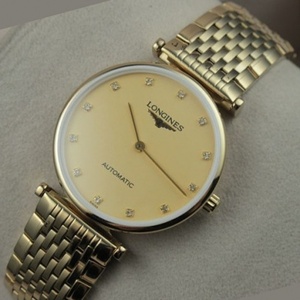 Швейцарские мужские часы Longines Garland из 18-каратного золота с циферблатом и бриллиантовой шкалой с двумя стрелками
