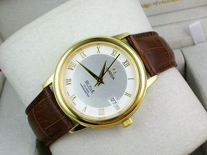 Швейцарские мужские часы OMEGA OMEGA Diefei 18K, белое золото, римская шкала, автоматическая механическая задняя крышка