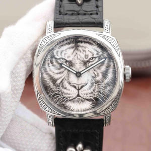 серебро Panerai царь зверей Тигр (лев) уникальные и элегантные новые Часы, корпус? Вырезан из серебра 925 пробы.