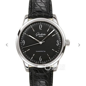 FK Glashütte Original 1-39-52-10-02-01 Mäns mekaniska bandklocka svart platta.