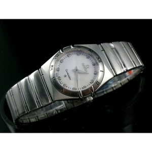 Omega Constellation Series Swiss Damklocka Allstål stålband Quartz Damklocka White Face