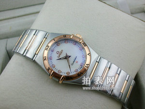 Omega Constellation Series 160-årsjubileum jubileumsmynt 18K Rose Guld Två-Hand Diamond Scale Female Watch (Multicolor)