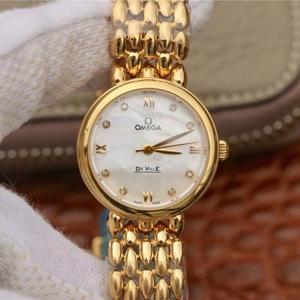 Omega DeVille water drop series ladies 18k gold quartz ladies watch, romantic, charming, generous and beautiful