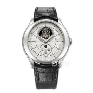 R8 Piaget BIack Tie-serie ultratunna månfas tourbillon klockbälte klocka ultratunna manuell lindning månfas tourbillon rörelse herrklocka