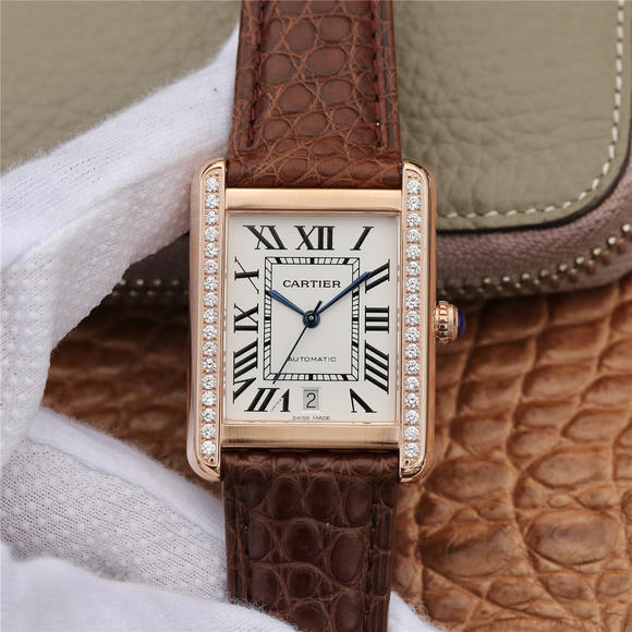 Cartier tank series W5200027 watch watch size 31x41mm men's belt mechanical watch - Klicka på bilden för att stänga
